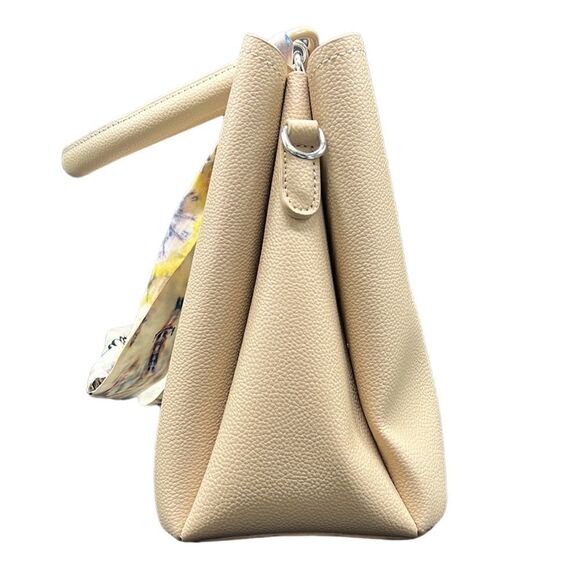 Crossi Handbag Purse Beige Faux Leather Top Handle Shoulder Strap Turn Clasp - Picture 4 of 11